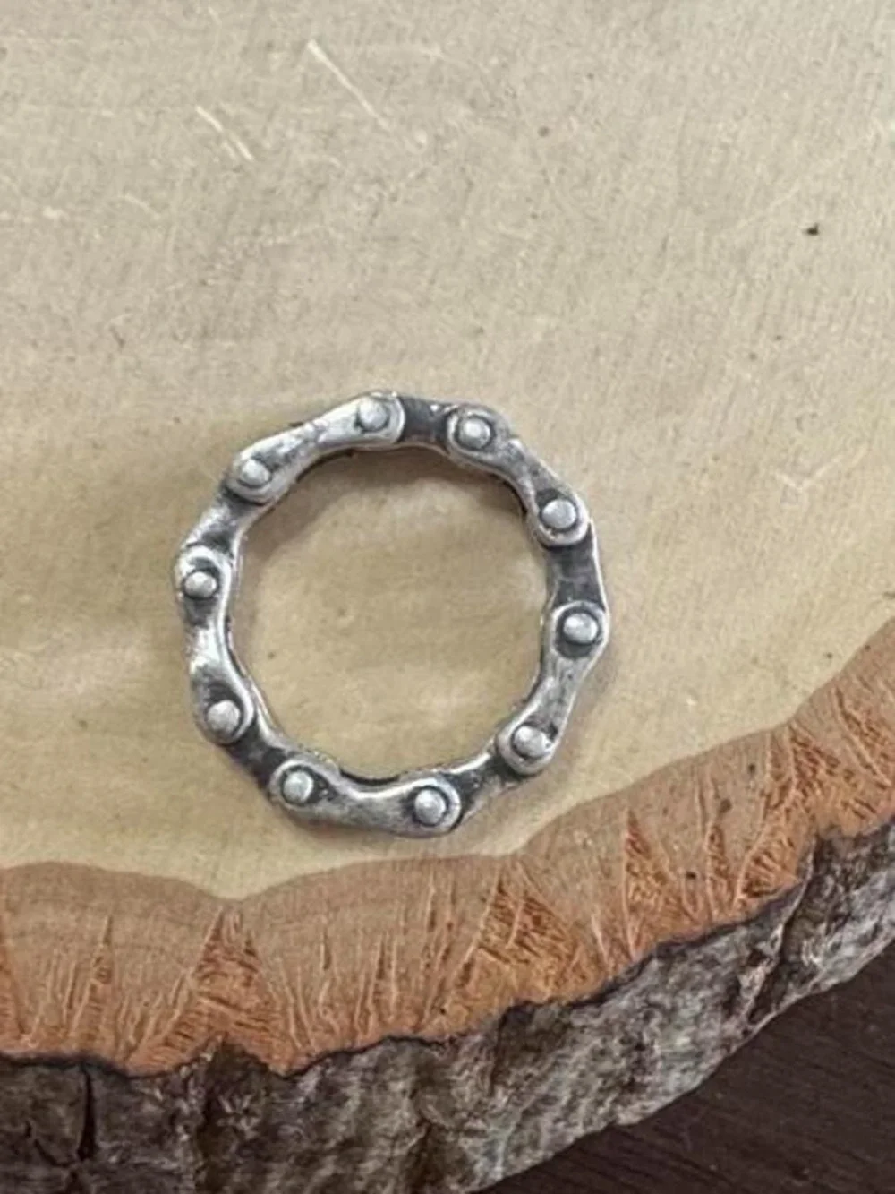 Men’s Sterling Silver Biker Interlock Link Band Ring Size 7.25 to 7.5